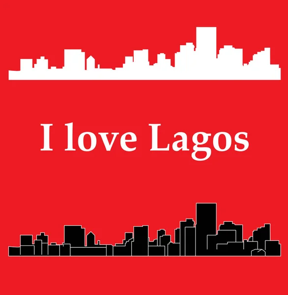 Lagos 城市剪影在有色的背景 — 图库矢量图片