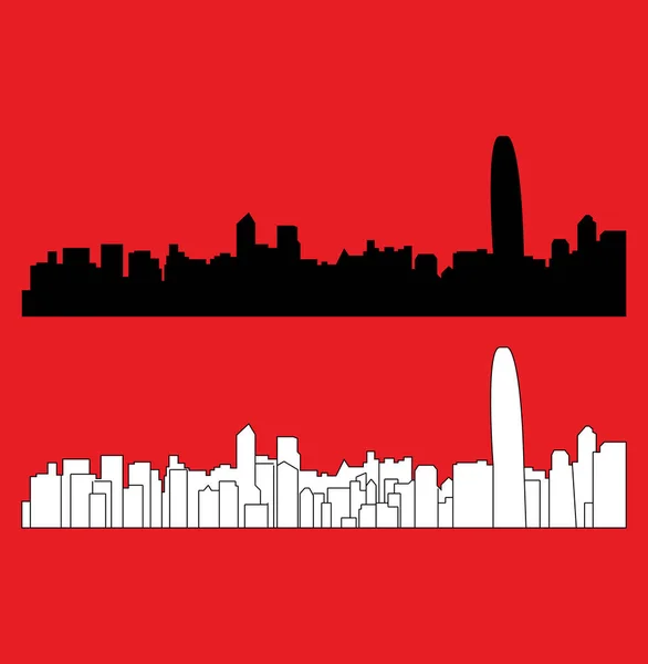 Hong Kong City Silhouette Auf Farbigem Hintergrund — Stockvektor