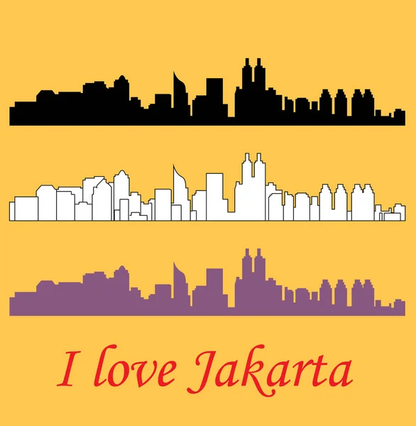 Jakarta Cidade Silhueta Fundo Colorido — Vetor de Stock