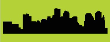 Boston mimari siluet renkli arka plan üzerinde 