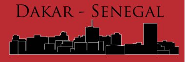 Dakar şehir silueti renkli arka plan üzerinde 