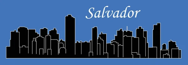 萨尔瓦多城市剪影在有色的背景 — 图库矢量图片