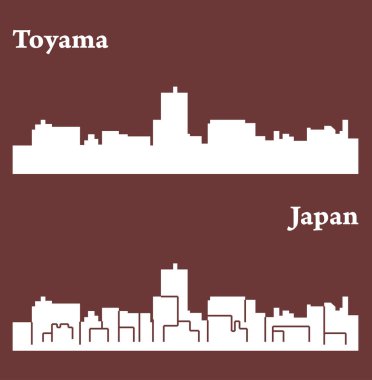 Toyama şehir silueti renkli arka plan üzerinde 