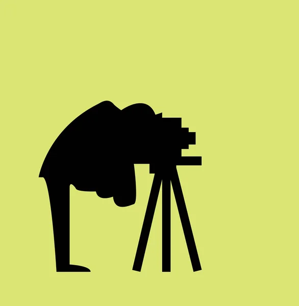 単純なベクトル イラスト背景色にカメラマンのシルエット — ストックベクタ