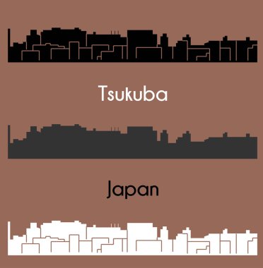 Tsukuba Şehir silueti renkli arka plan üzerinde 