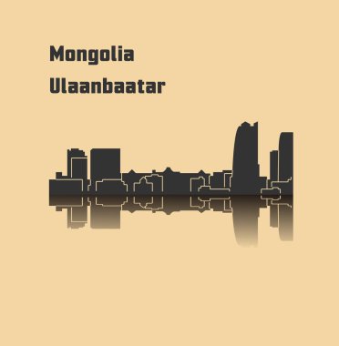 Ulan Batur şehir silueti renkli arka plan üzerinde 