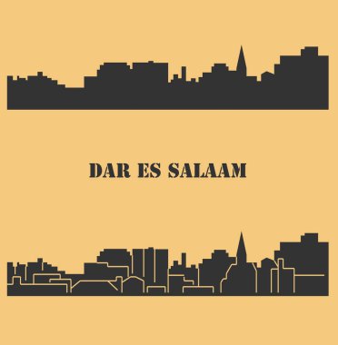 düz şehir siluetleri, basit vektör çizim seti 