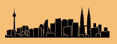 düz şehir silueti, basit vektör çizim 