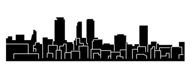 düz şehir silueti, basit vektör çizim 