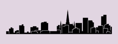 düz şehir silueti, basit vektör çizim 