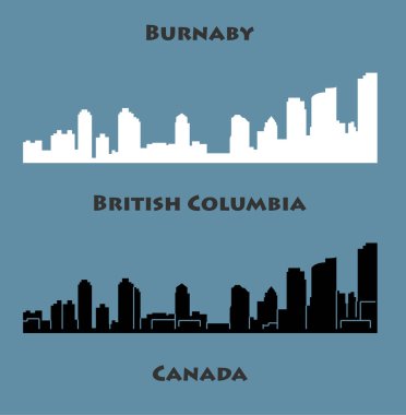 düz şehir siluetleri, basit vektör çizim seti 