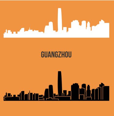 düz şehir siluetleri, basit vektör çizim seti 