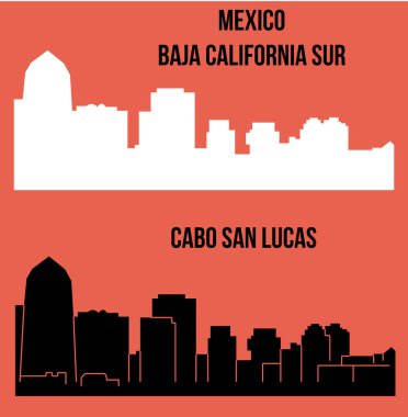 düz şehir siluetleri, basit vektör çizim seti 