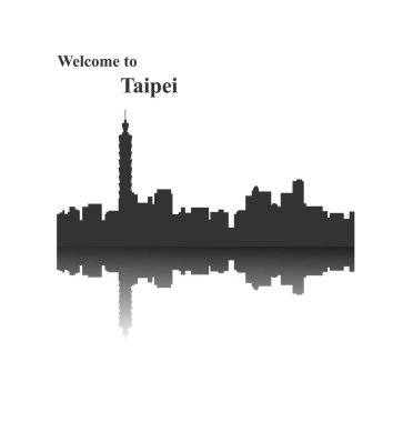 Taipei şehir silueti renkli arka plan üzerinde 