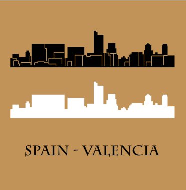 Valenica şehir silueti renkli arka plan üzerinde 