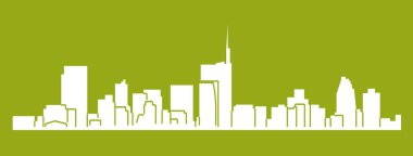 düz şehir silueti, basit vektör çizim 