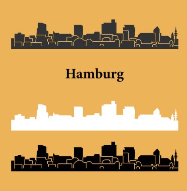 düz şehir siluetleri, basit vektör çizim seti 