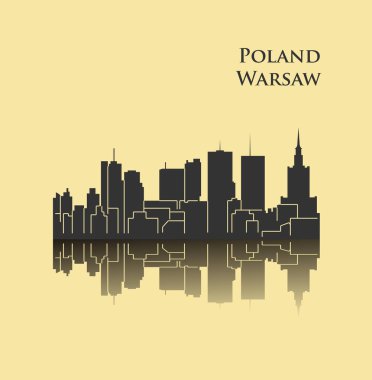 Varşova şehir silueti renkli arka plan üzerinde 