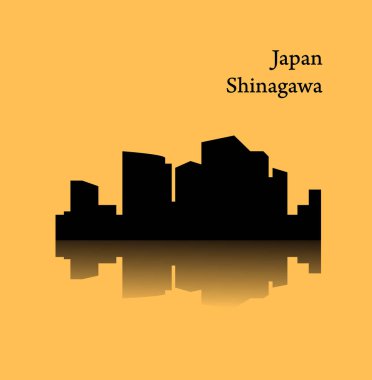 Shinagawa şehir silueti renkli arka plan üzerinde  
