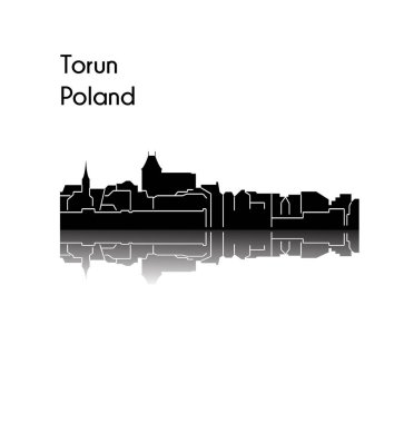 torun şehir silueti renkli arka plan üzerinde 