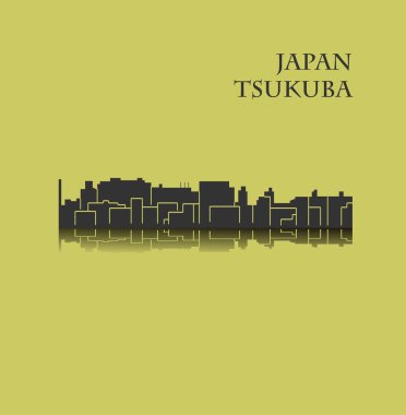 Tsukuba Şehir silueti renkli arka plan üzerinde 