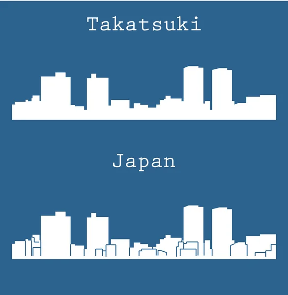 Takatsuki Cidade Silhueta Fundo Colorido — Vetor de Stock