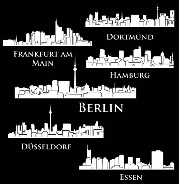 Conjunto Silhuetas Cidade Plana Ilustração Vetorial Simples —  Vetores de Stock