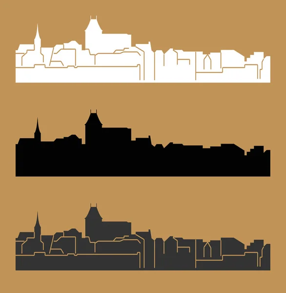 Torun Silueta Ciudad Sobre Fondo Color — Vector de stock