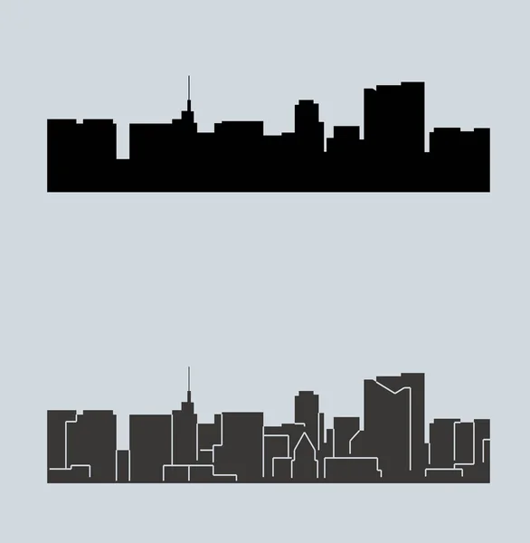 一套平坦的城市剪影 简单的向量例证 — 图库矢量图片