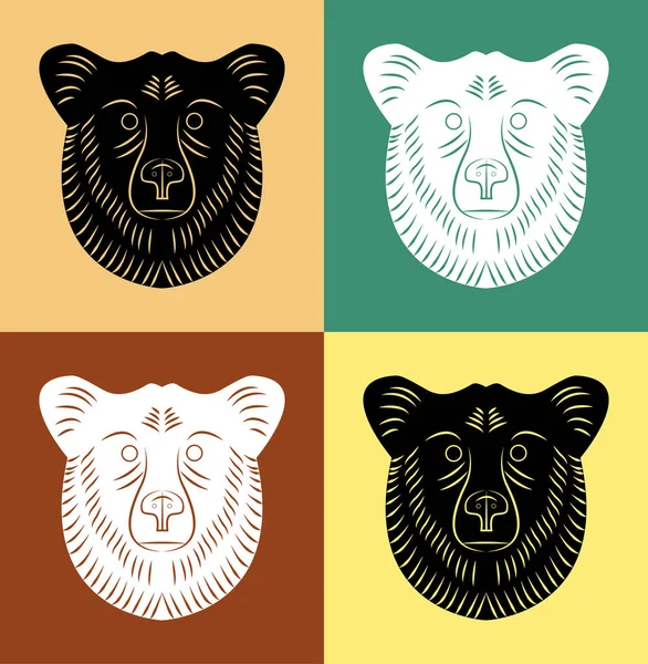 Set Bears Color Background Simple Vector Illustration — Stock Vector