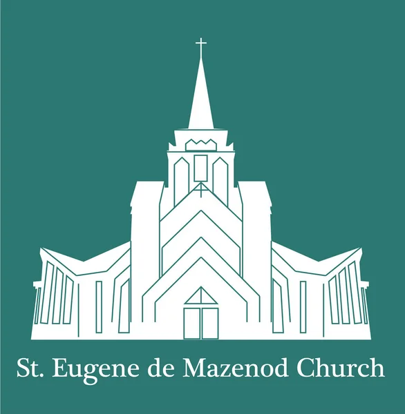 Eugene Mazenod Church Silhouette Colored Background — Stock Vector