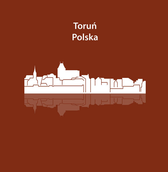torun city silhouette on colored background 