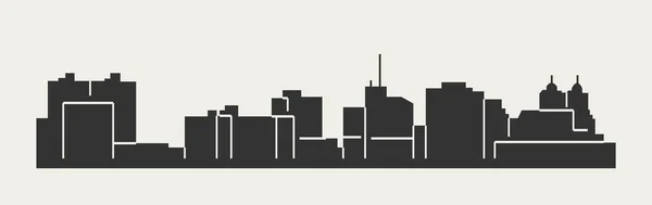 Silueta Ciudad Plana Ilustración Simple Vector — Archivo Imágenes Vectoriales