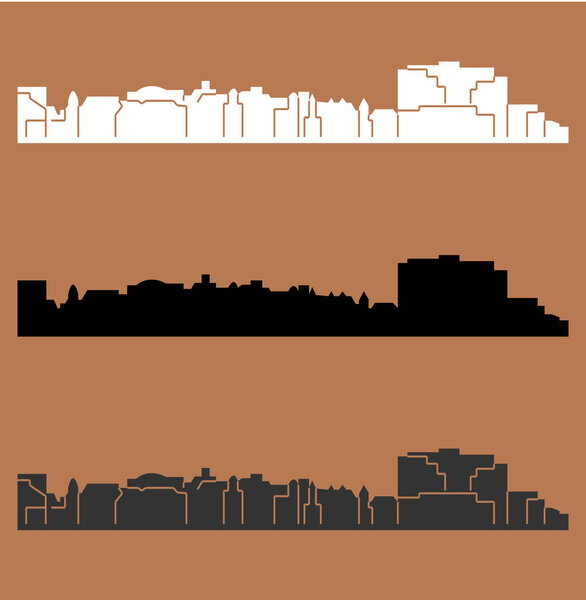 set of flat city silhouettes, simple vector illustration 
