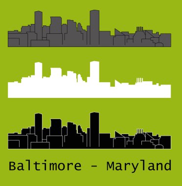 düz şehir siluetleri, basit vektör çizim seti 