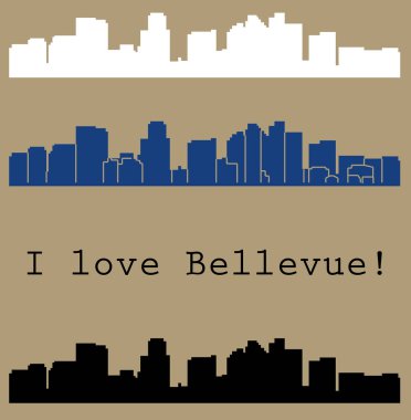 düz şehir siluetleri, basit vektör çizim seti 