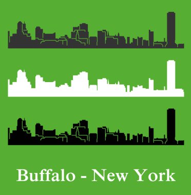 düz şehir siluetleri, basit vektör çizim seti 