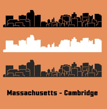 düz şehir siluetleri, basit vektör çizim seti 