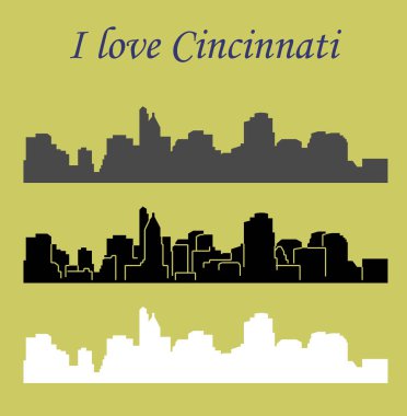 düz şehir siluetleri, basit vektör çizim seti 