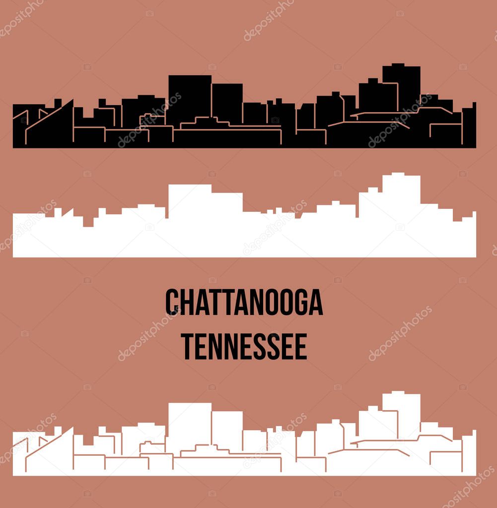 set of flat city silhouettes, simple vector illustration 