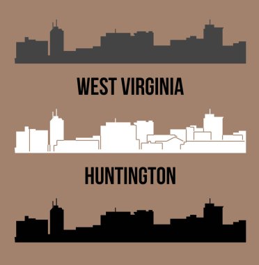 düz şehir siluetleri, basit vektör çizim seti 