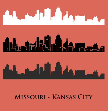 düz şehir siluetleri, basit vektör çizim seti 