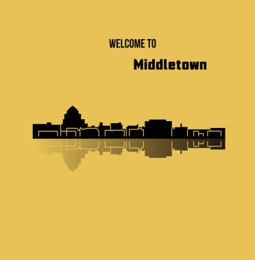 düz şehir silueti, basit vektör çizim 