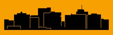 düz şehir silueti, basit vektör çizim 