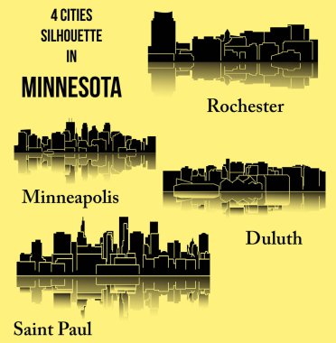 düz şehir siluetleri, basit vektör çizim seti 