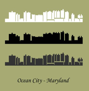 düz şehir siluetleri, basit vektör çizim seti 