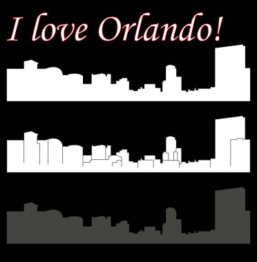 düz şehir siluetleri, basit vektör çizim seti 