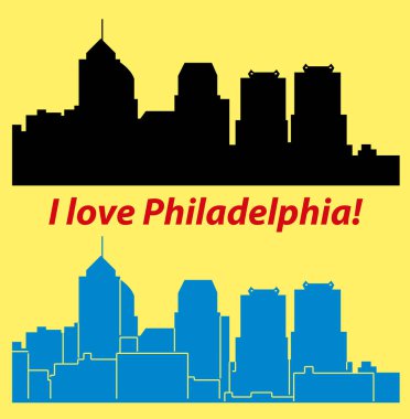 düz şehir siluetleri, basit vektör çizim seti 