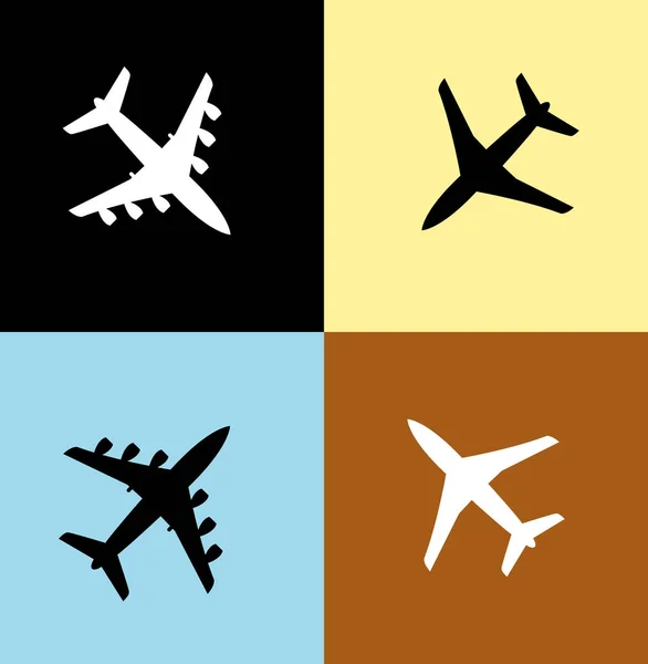 Set Planes Color Background Simple Vector Illustration — Stock Vector