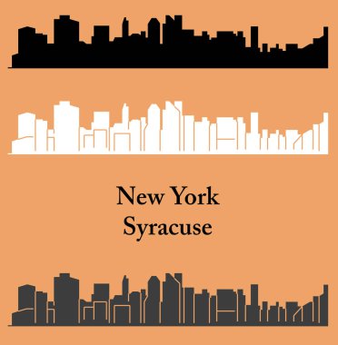 düz şehir siluetleri, basit vektör çizim seti 